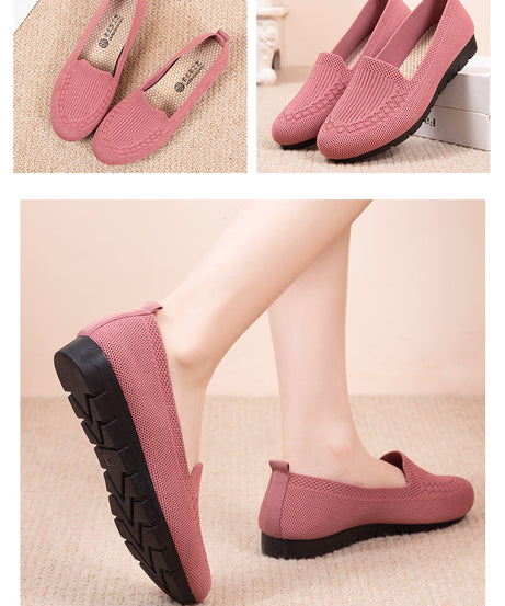 Women's Knitted Solid Color Loafers, Lightweight Non-slip Flat Slip On Shoes, Casual Walking Shoes