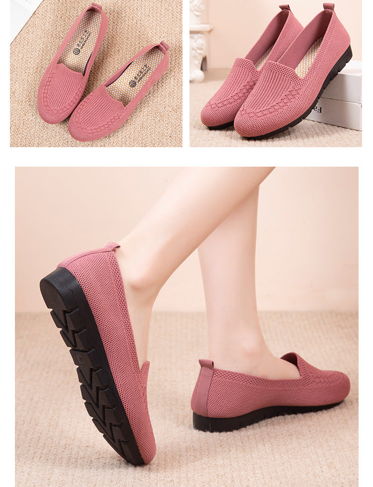 Women's Knitted Solid Color Loafers, Lightweight Non-slip Flat Slip On Shoes, Casual Walking Shoes