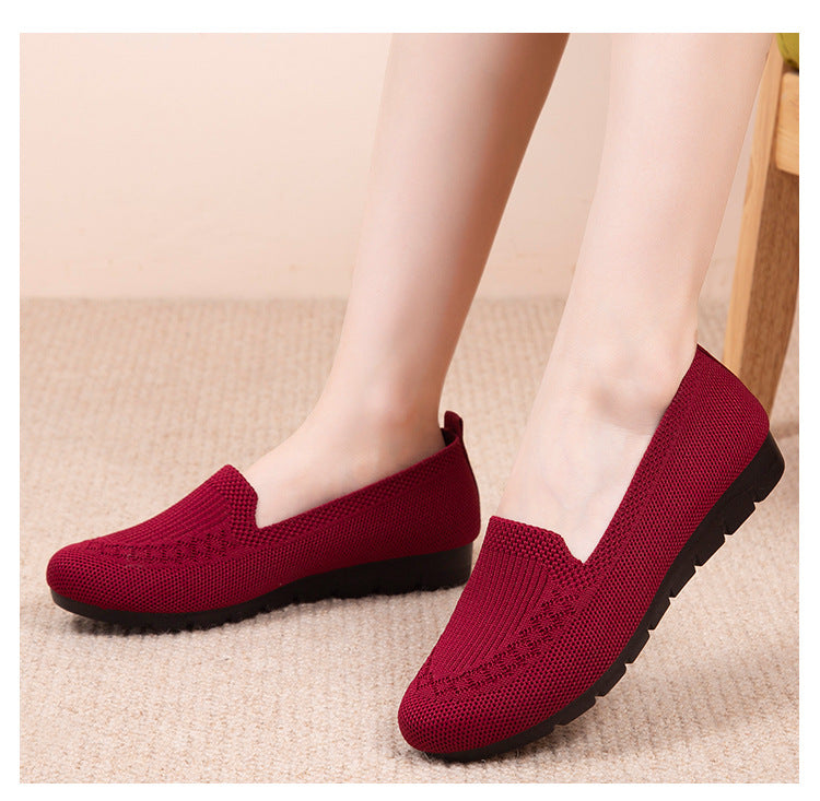 Women's Knitted Solid Color Loafers, Lightweight Non-slip Flat Slip On Shoes, Casual Walking Shoes