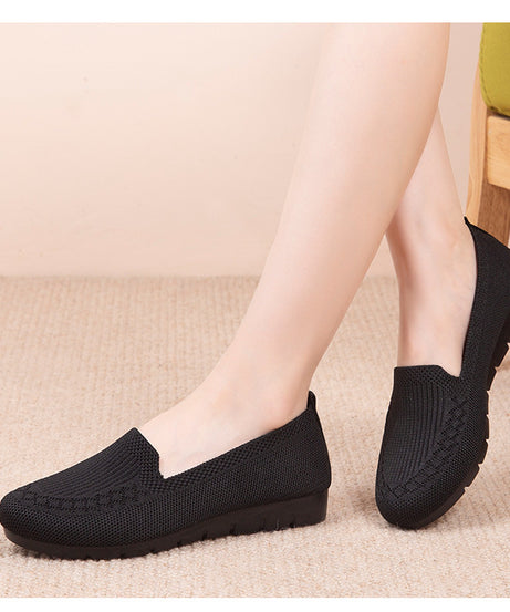 Women's Knitted Solid Color Loafers, Lightweight Non-slip Flat Slip On Shoes, Casual Walking Shoes