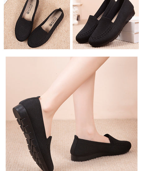 Women's Knitted Solid Color Loafers, Lightweight Non-slip Flat Slip On Shoes, Casual Walking Shoes