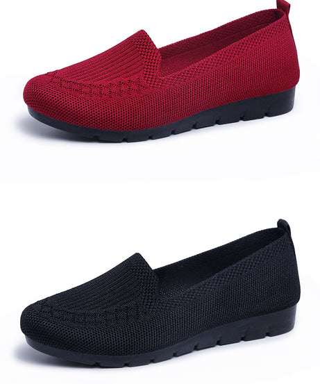 Women's Knitted Solid Color Loafers, Lightweight Non-slip Flat Slip On Shoes, Casual Walking Shoes