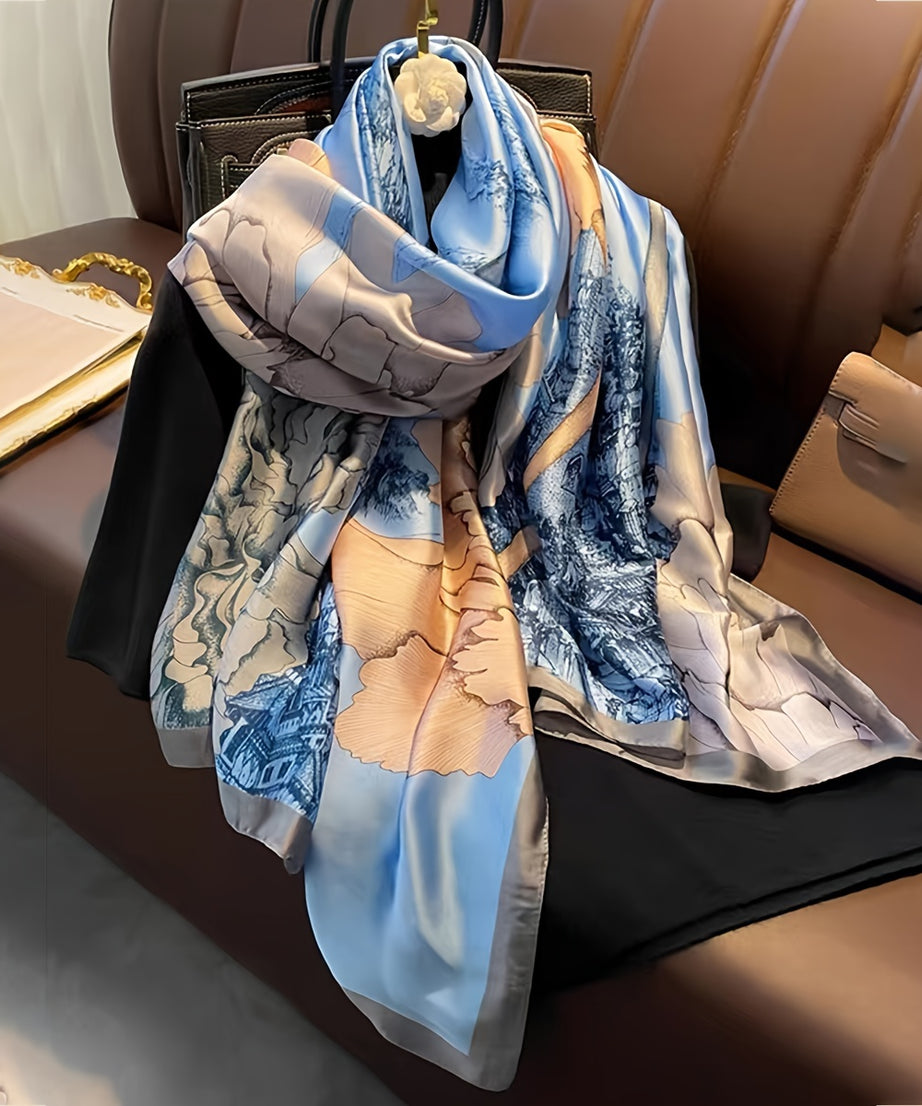 35.4"×70.9" Elegant Landscape Print Scarf Shawl - Windproof, Trendy, and Versatile Outdoor Wrap for Women - Stylish Hijab, Perfect for Any Occasion