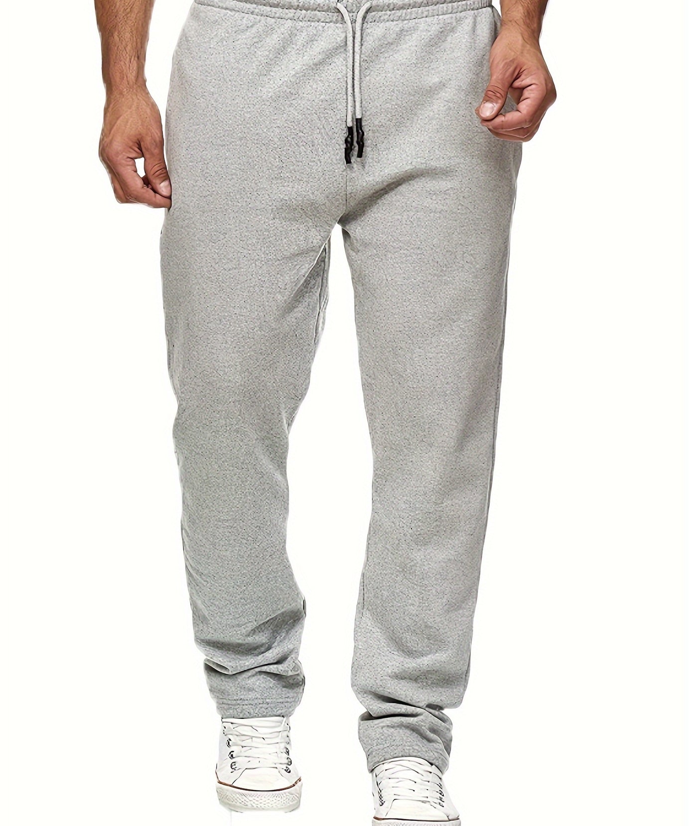 Men'S Fashion Casual Solid Color Fleece-Lined Joggers