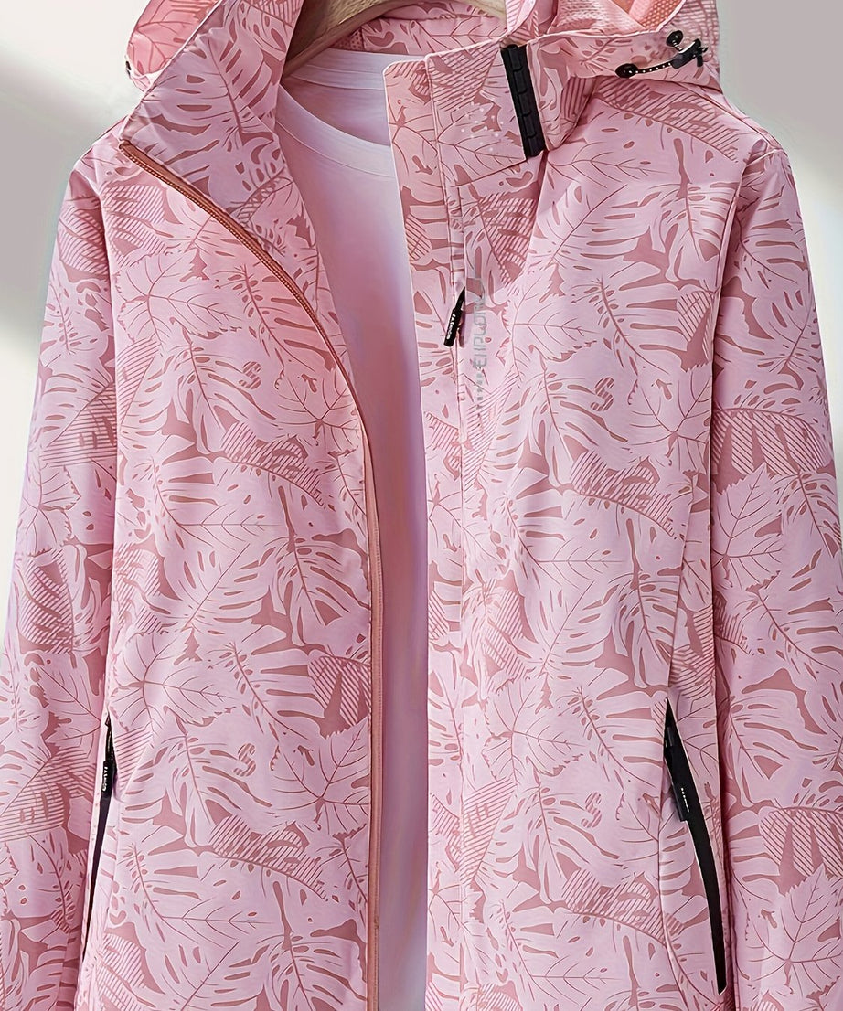 Women'S Windproof Jacket with Full-Zip Front - Lightweight Outdoor Coat, Stand Collar, Non-Stretch Fabric for Hiking, Camping, Travel - Bright Pink Windproof Shell (Spring/Fall/Summer) - Easy-Care Design, Hiking Gear, Camping