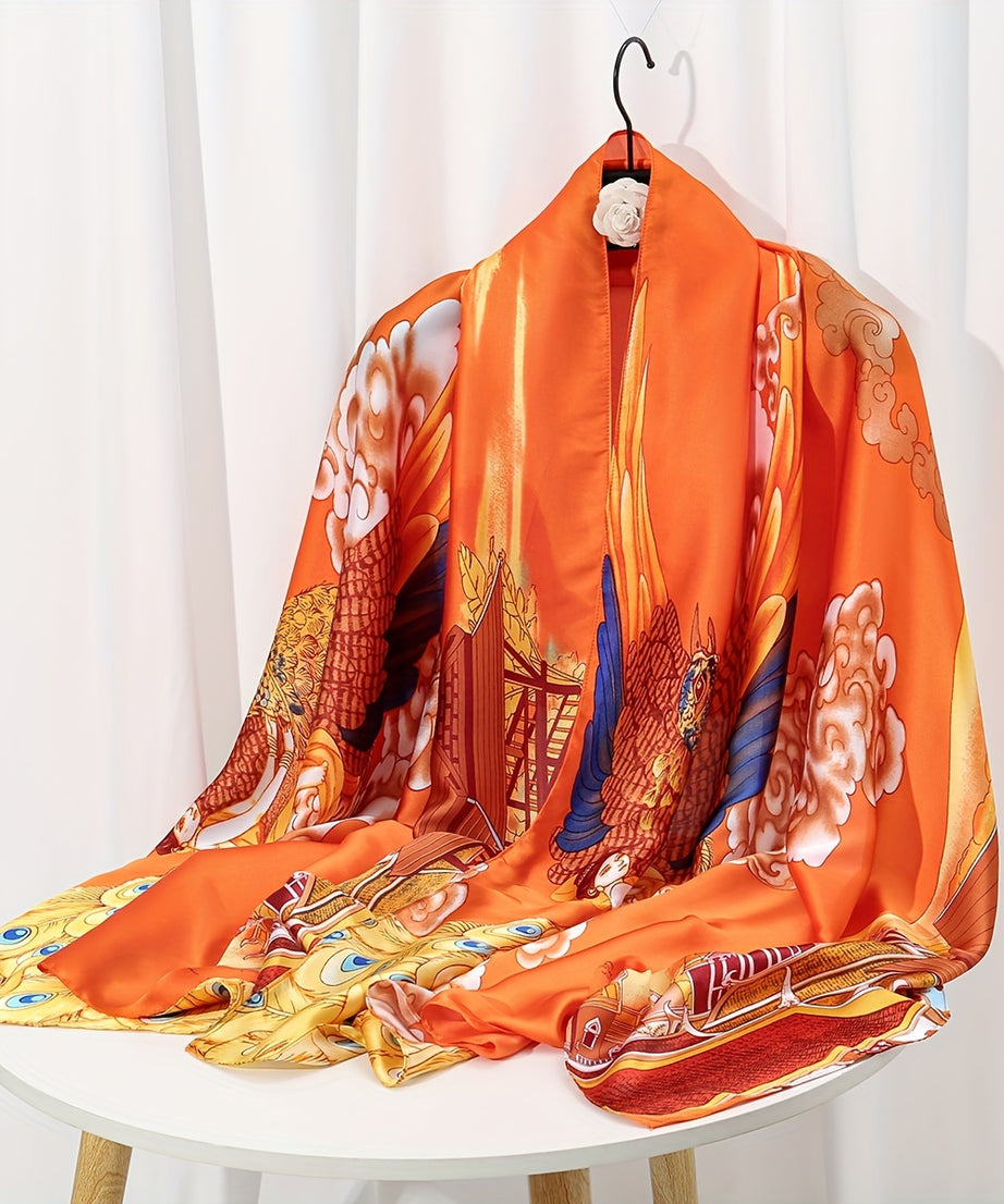 35.4"×70.9" Elegant Landscape Print Scarf Shawl - Windproof, Trendy, and Versatile Outdoor Wrap for Women - Stylish Hijab, Perfect for Any Occasion