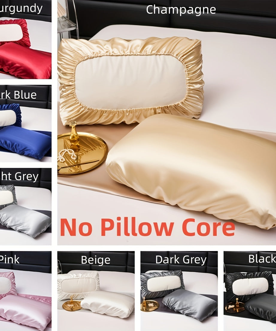 2pcs Soft And Breathable Satin Pillowcase With Elastic Cord - Perfect For A Comfortable Sleep In Your Bedroom