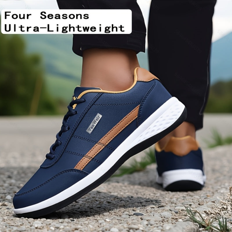 VanWeir Lightweight Men'S Shoes | Navy Blue/White, Lace-up Sports Shoes with MD/TPR Sole, Breathable Fabric Lining for Outdoor, Hiking & Casual Wear