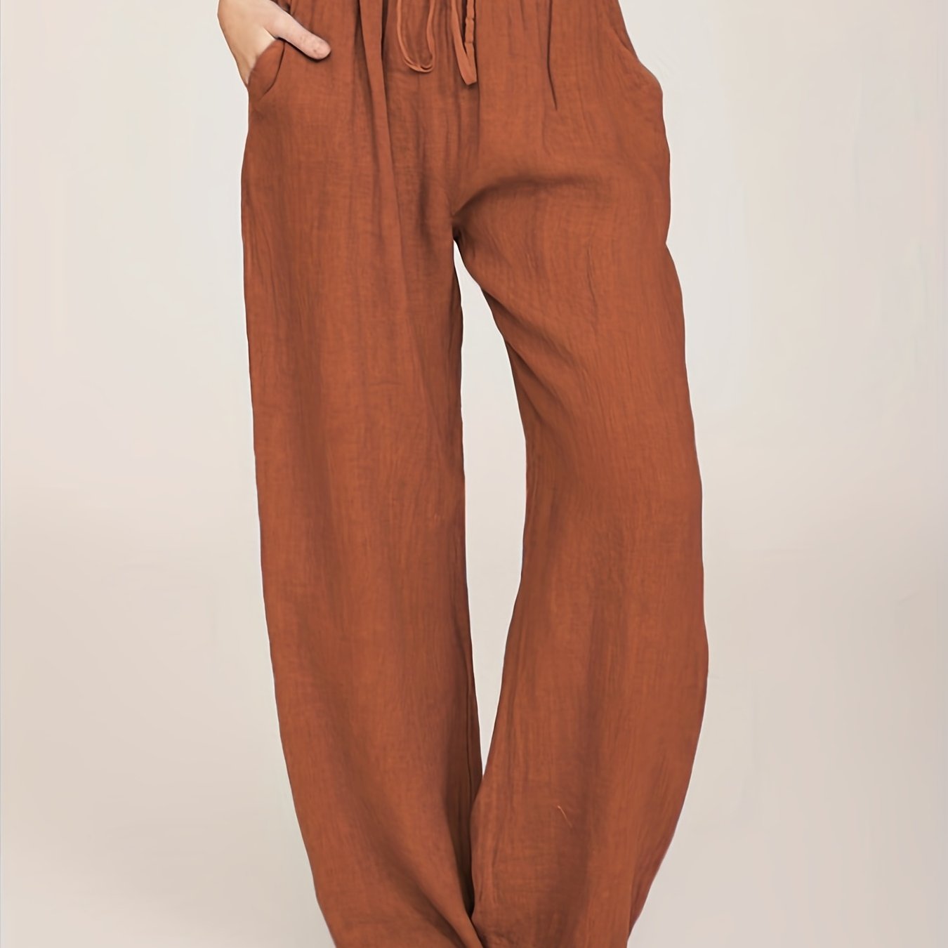 [Casual Pants] Casual Drawstring Wide Leg Pants | Solid Loose Palazzo Pants, Women's Clothing