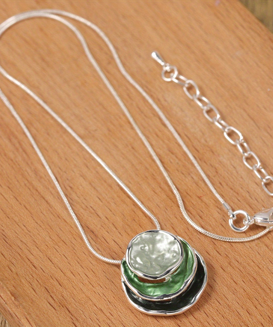 1pc Elegant Blue Enamel Pendant Necklace for Men - Zinc Alloy with Golden Accents, Twisted Rope Chain Design, Sophisticated Accessory for Formal or Casual Attire