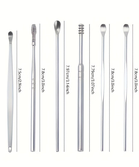 6pcs Spiral Spring Ear Cleaning Kit with Soft & Sturdy Ear Spoon & Probe Tools