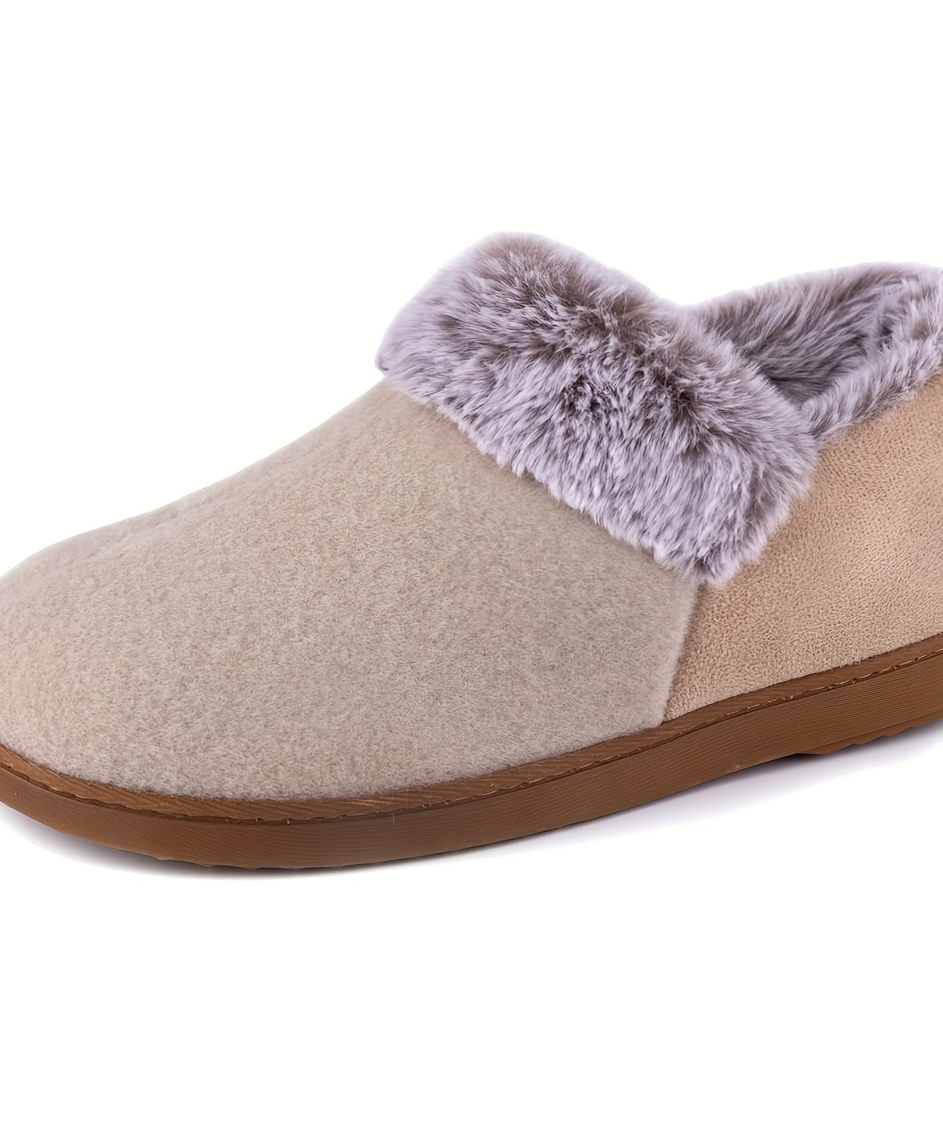 Women's Cozy Plush Household Shoes, Fuzzy Fleece Liner Package Heel Memory Foam Slip-on Shoes, Women's Footwear