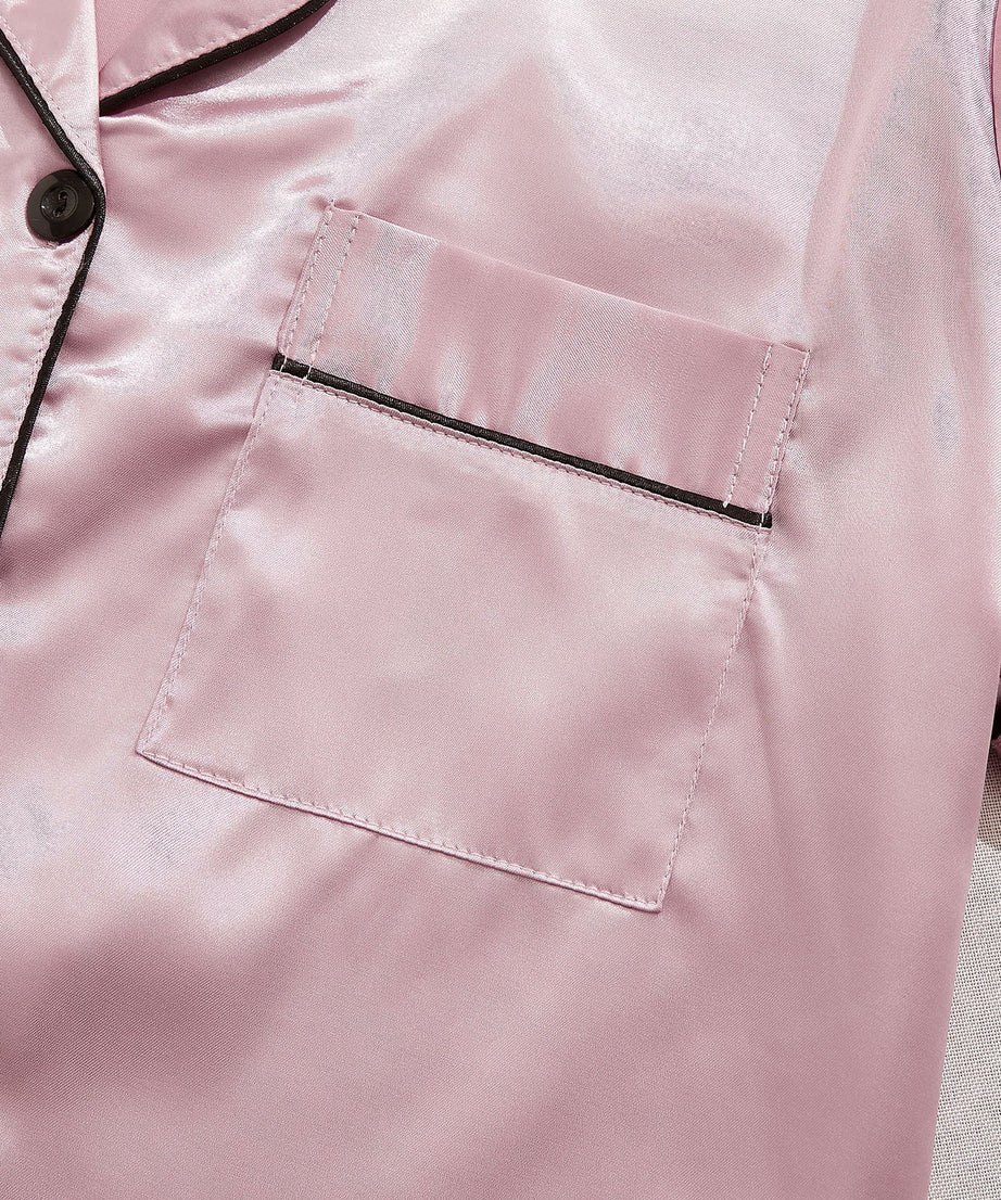 3 Sets Satin Pajama Set, Short Sleeve Lapel Top & Elastic Waistband Shorts, Women's Sleepwear & Loungewear