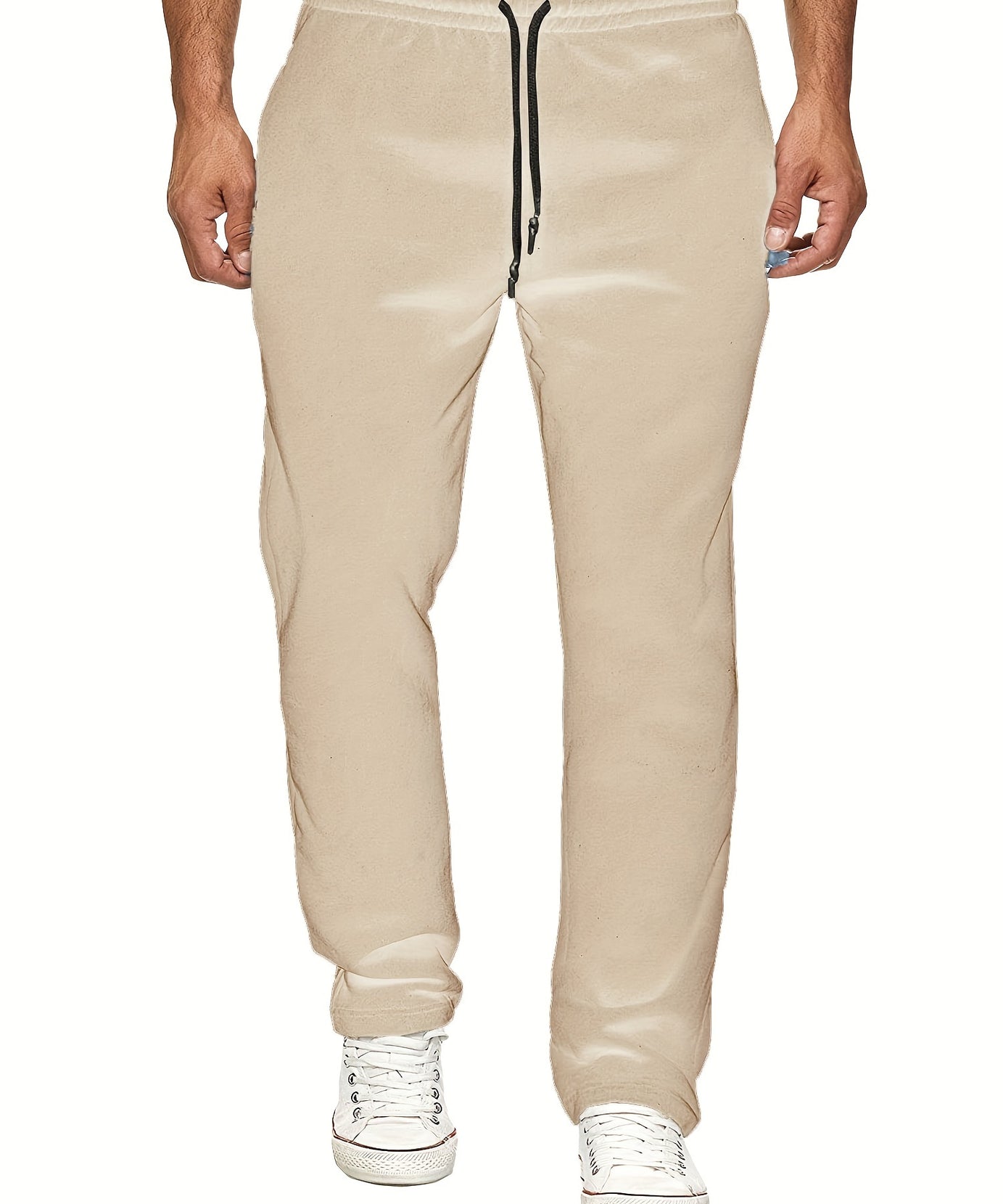 Men'S Fashion Casual Solid Color Fleece-Lined Joggers