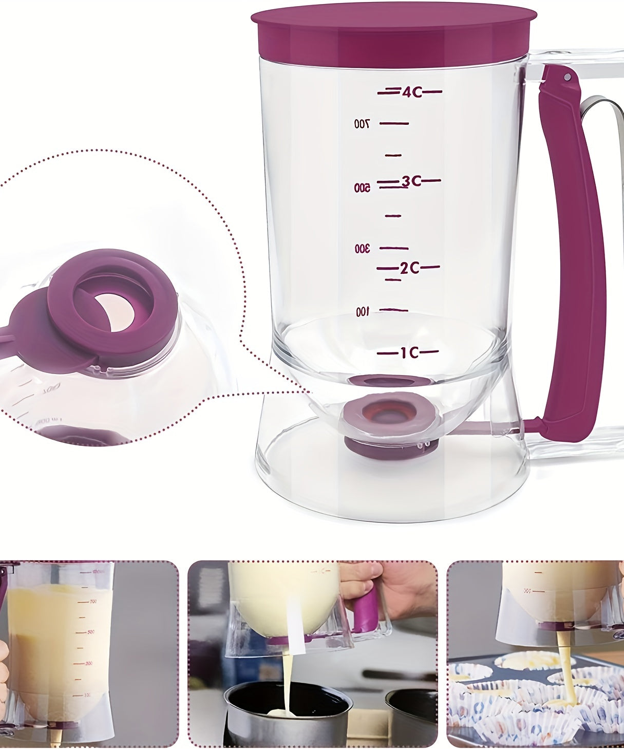 [Collapse Batter Dispenser] 1pc Collapsible Pancake Cupcake Batter Dispenser - Perfect Baking Tool For Cupcakes, Waffles, Muffin Mix, Or Any Baked Goods
