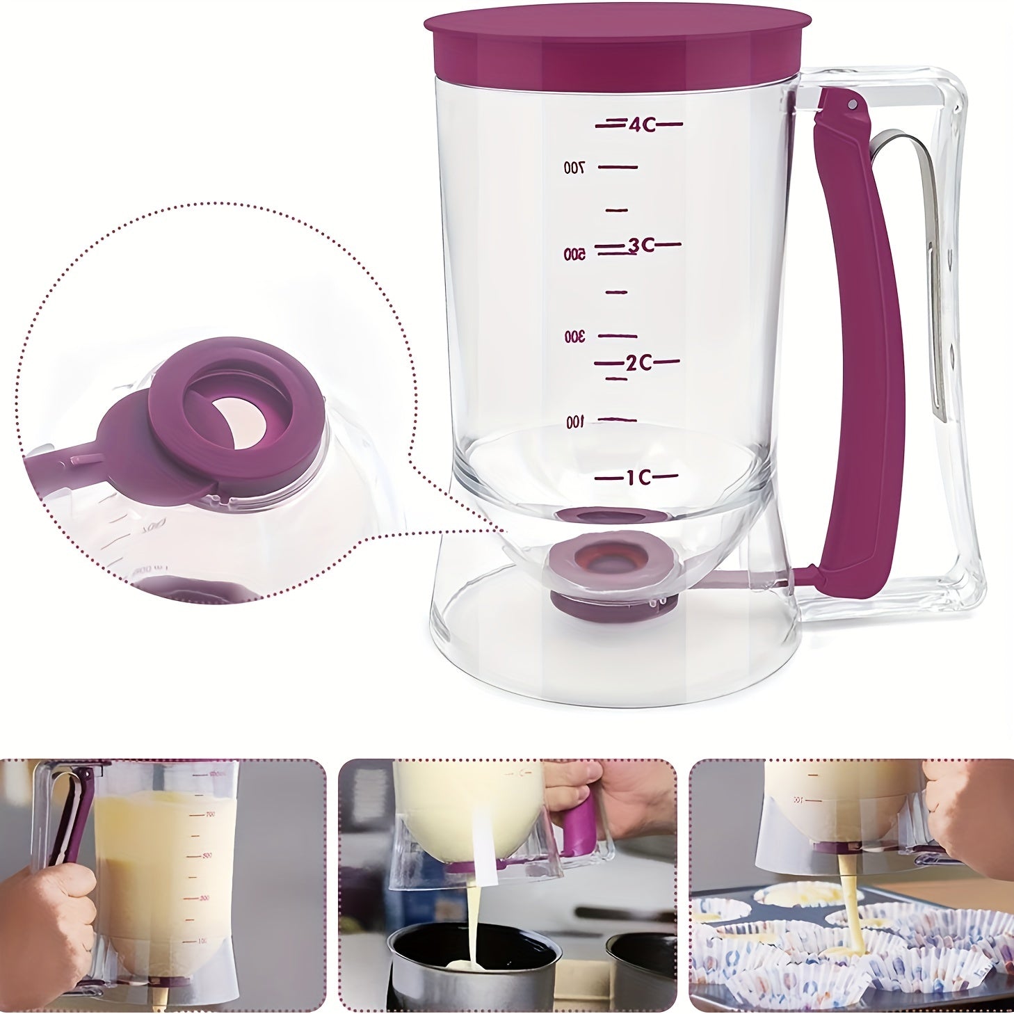 [Collapse Batter Dispenser] 1pc Collapsible Pancake Cupcake Batter Dispenser - Perfect Baking Tool For Cupcakes, Waffles, Muffin Mix, Or Any Baked Goods