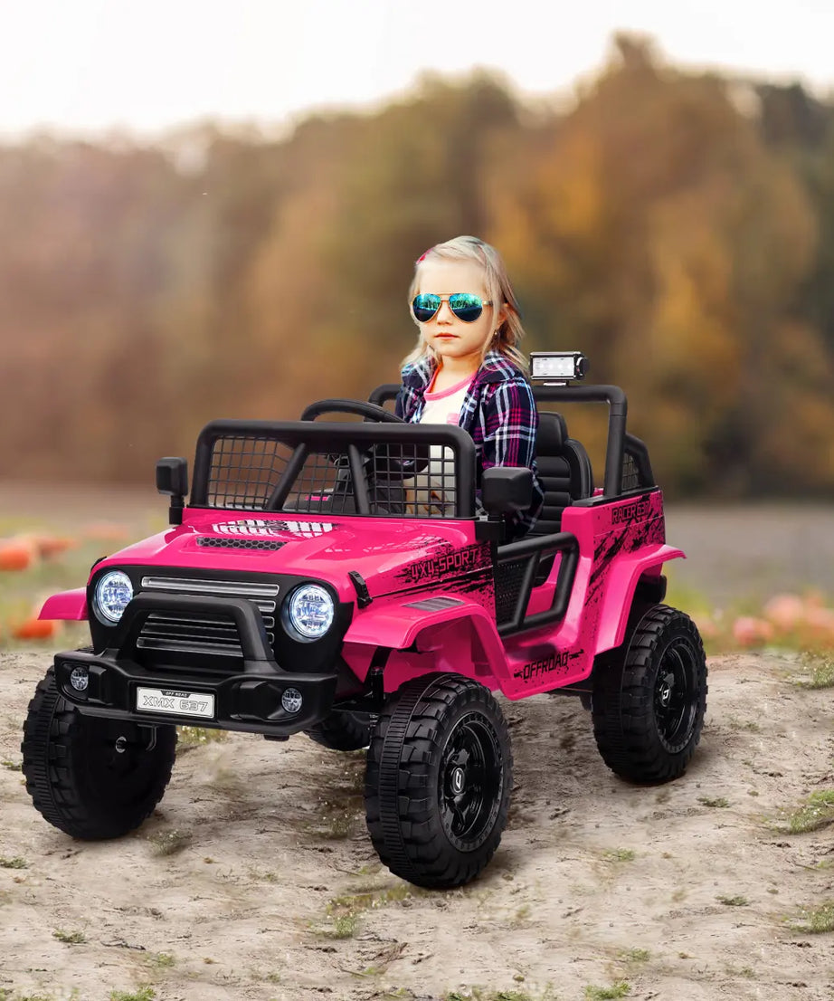 AIYAPLAY Kids Ride On Car, 12V Electric Truck w/ Suspension - Pink