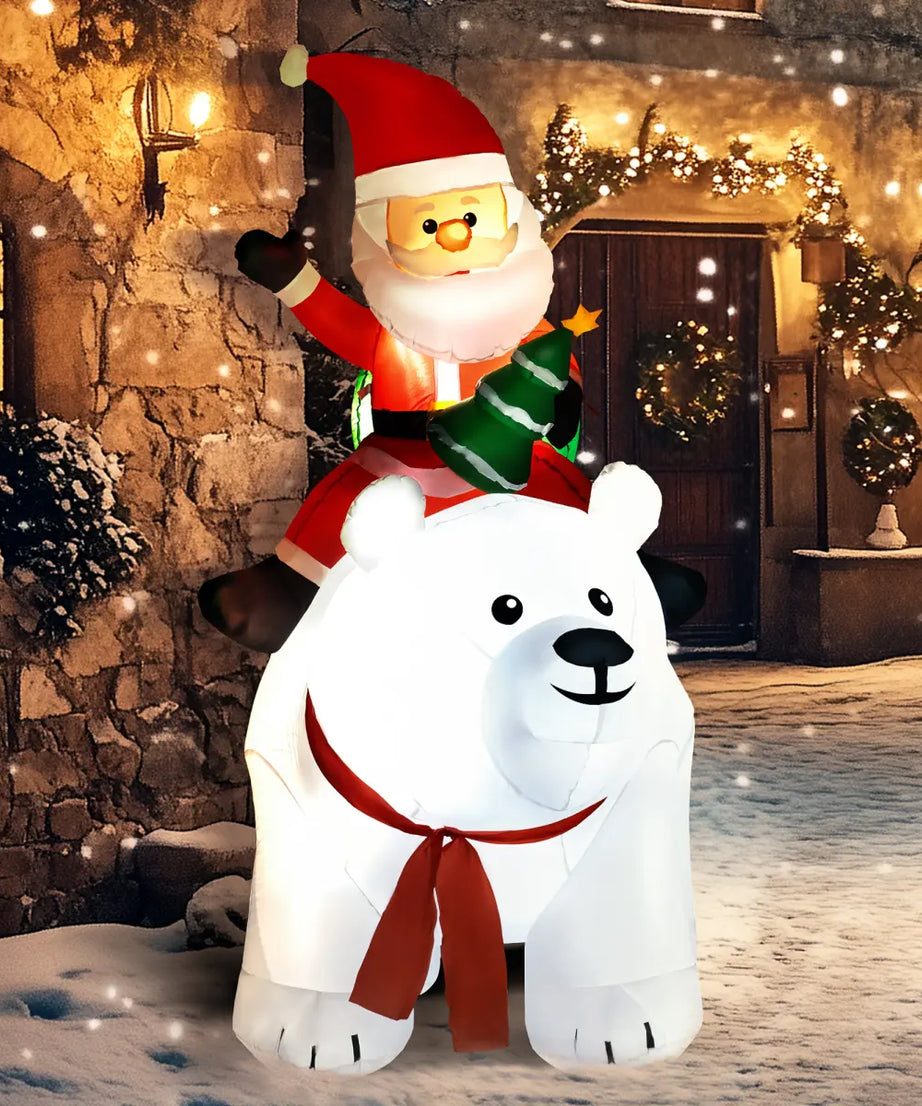 Outsunny 6.6FT Christmas Inflatable Santa Claus w/ Polar Bear for Graden