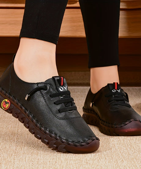 Women's / Round-Toe Flat Shoes with Spoils Accent - Casual Comfortable All-Season Sneakers, PVC Sole & Soft, Breathable for Square Dance, Casual Attire -  Upper (North America/Europe Style)