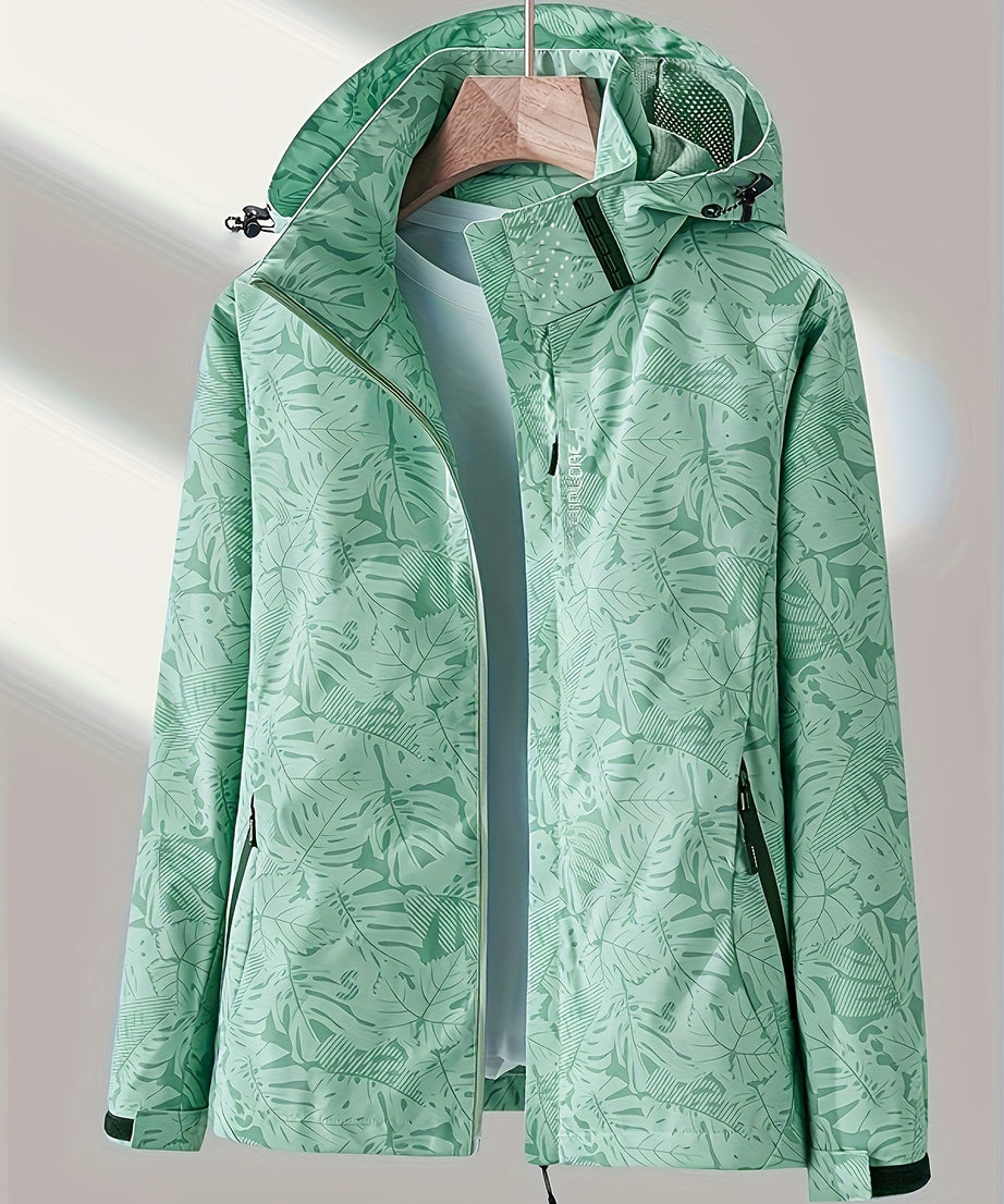 Women'S Windproof Jacket with Full-Zip Front - Lightweight Outdoor Coat, Stand Collar, Non-Stretch Fabric for Hiking, Camping, Travel - Bright Pink Windproof Shell (Spring/Fall/Summer) - Easy-Care Design, Hiking Gear, Camping