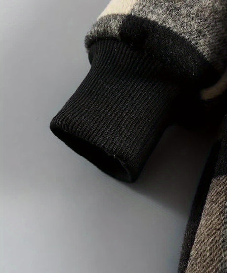 Boys' Long Sleeve Plaid Fleece-Lined Jacket with Button Front & Pockets - Cozy Fall/Winter Warmth, Casual Cardigan Collar, Brown/ Tartan Pattern, Machine Washable For Outdoor Play & Casual Attire, Winter Jacket For Boys, Fall