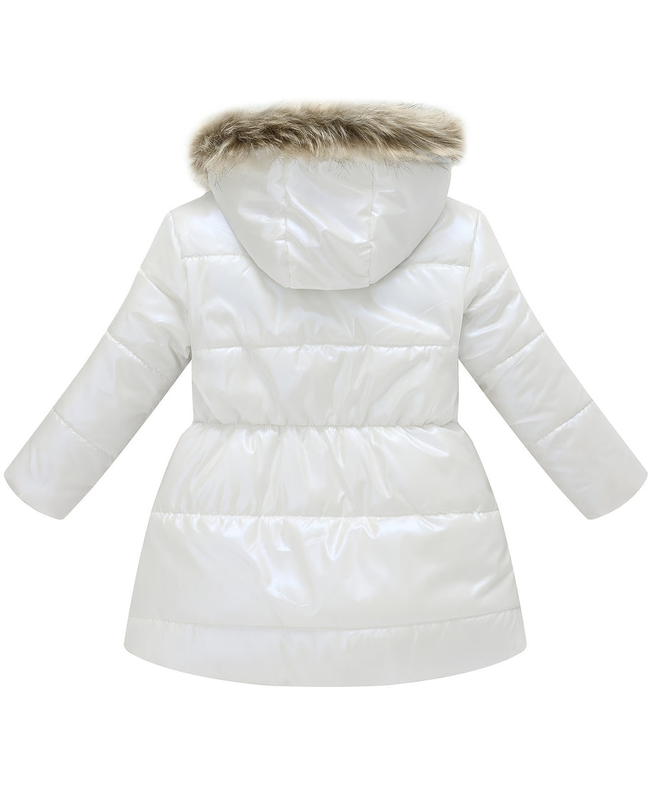 Children's Winter New Style Thickened Glossy Hooded Jacket for Boys and Girls, Mid-Length