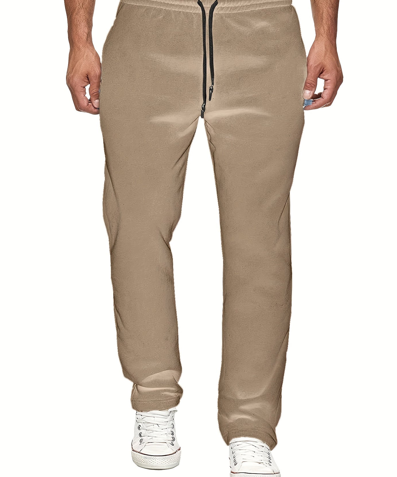 Men'S Fashion Casual Solid Color Fleece-Lined Joggers