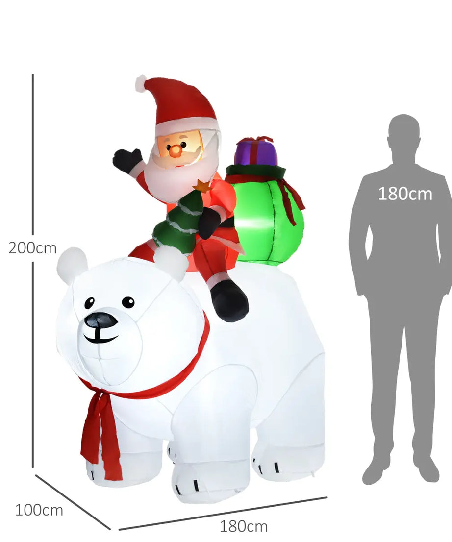 Outsunny 6.6FT Christmas Inflatable Santa Claus w/ Polar Bear for Graden