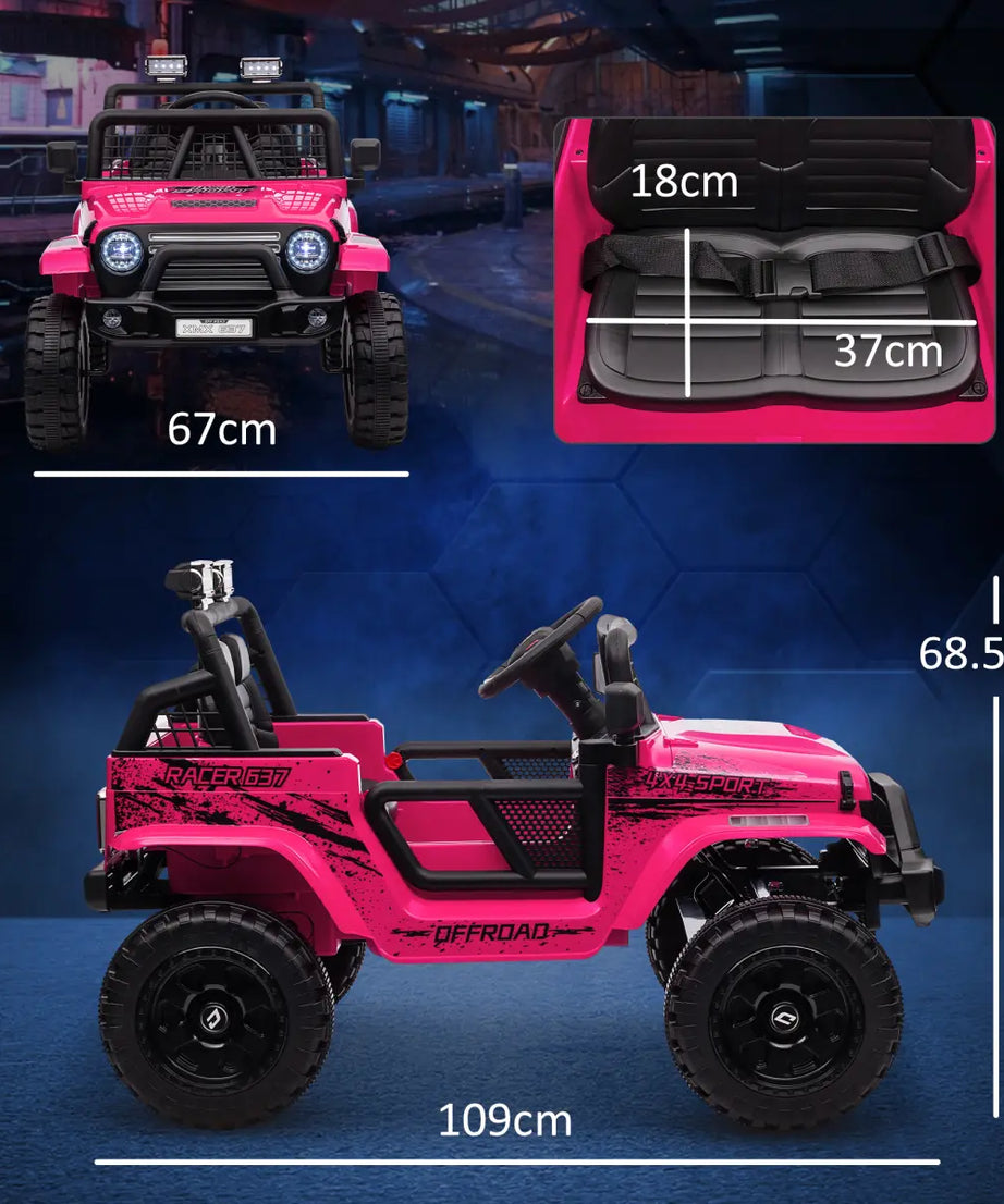 AIYAPLAY Kids Ride On Car, 12V Electric Truck w/ Suspension - Pink