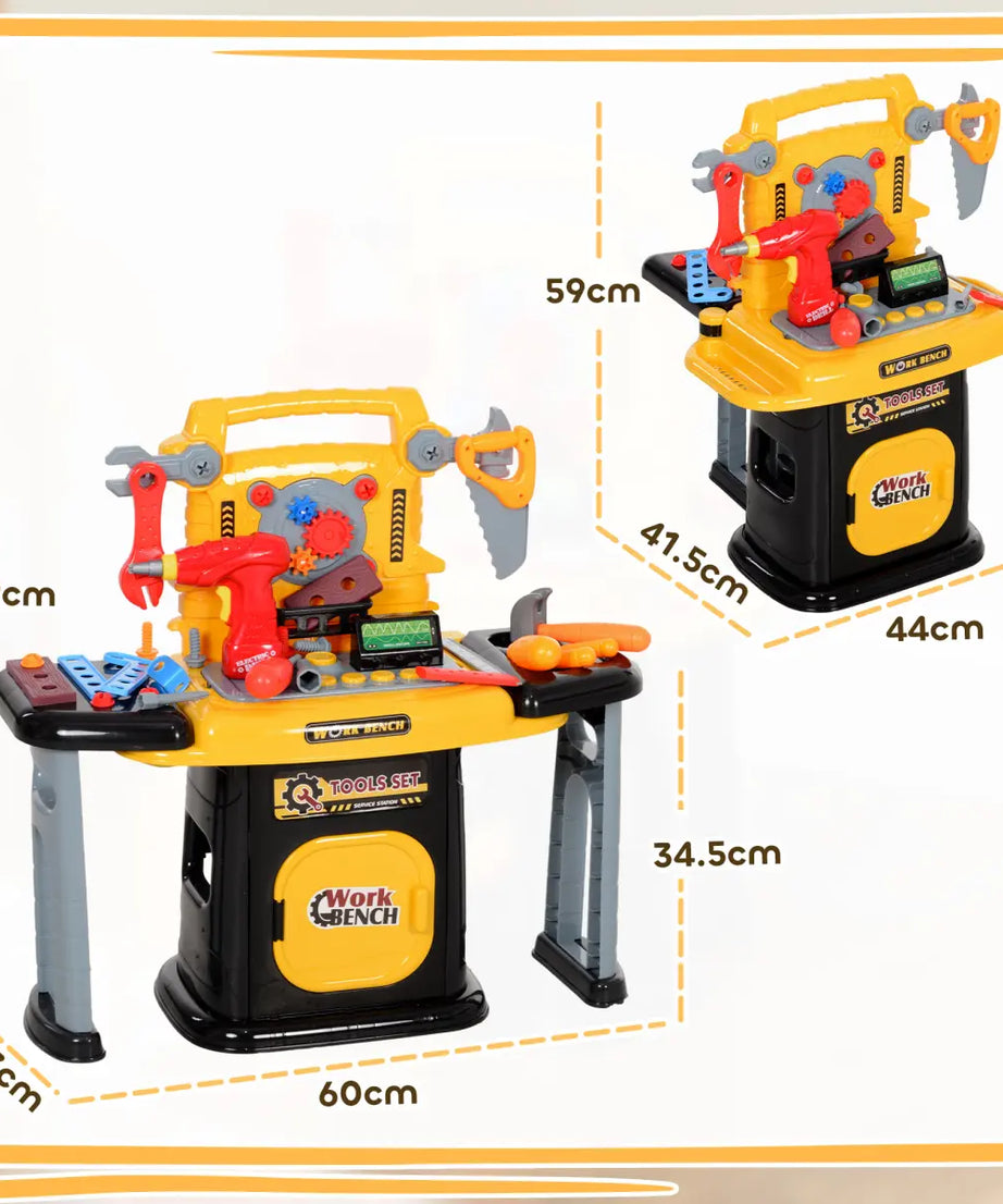AIYAPLAY 102Pcs Play Tools Toy with Electric Drill, Storage, Yellow