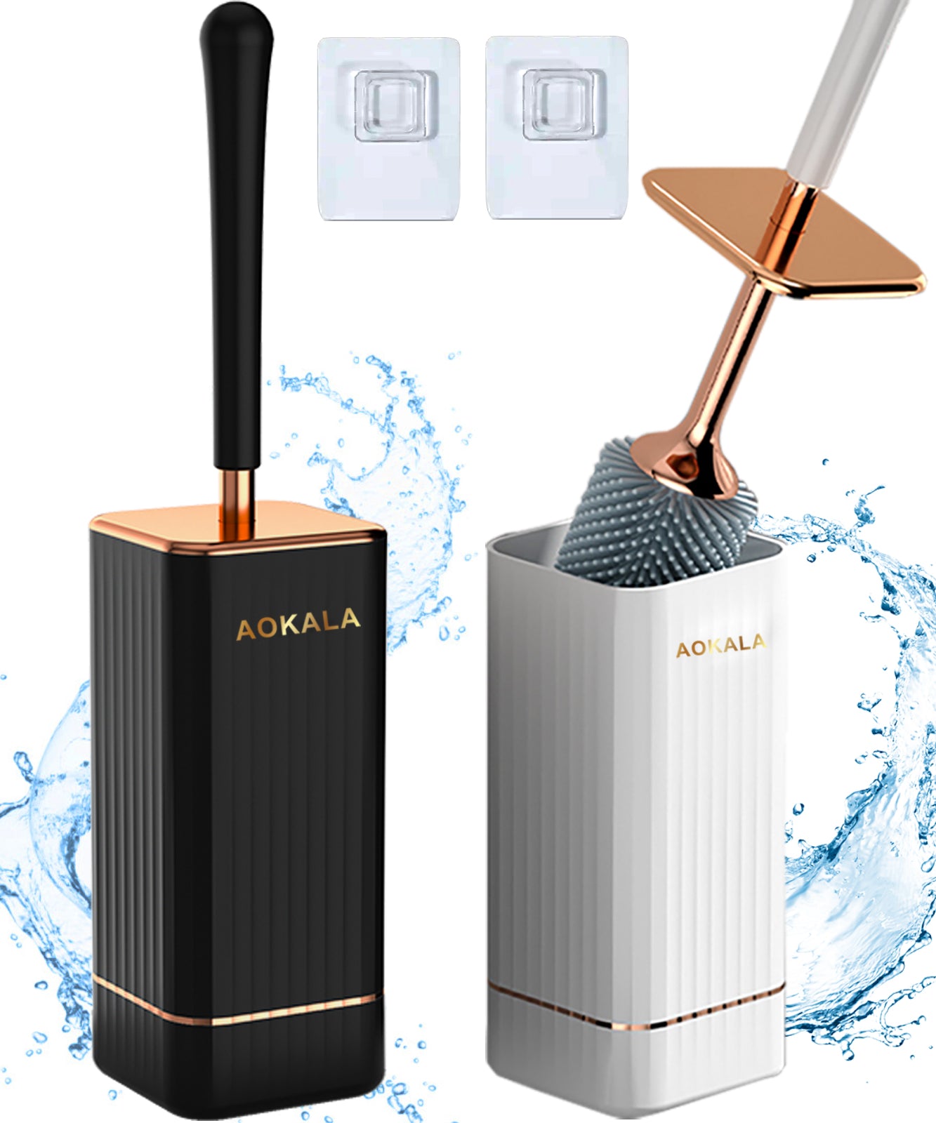 [Christmas Gifts] Aokala Toilet Brush And Holder, Elegant Toilet Bowl Brush Set with Ergonomic Long Handle