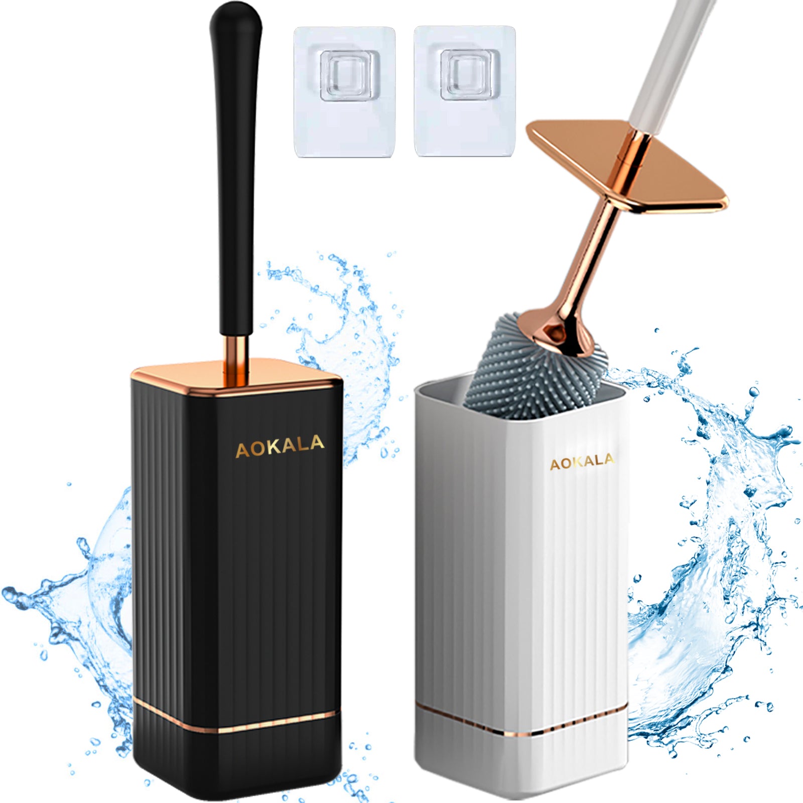 [Christmas Gifts] Aokala Toilet Brush And Holder, Elegant Toilet Bowl Brush Set with Ergonomic Long Handle