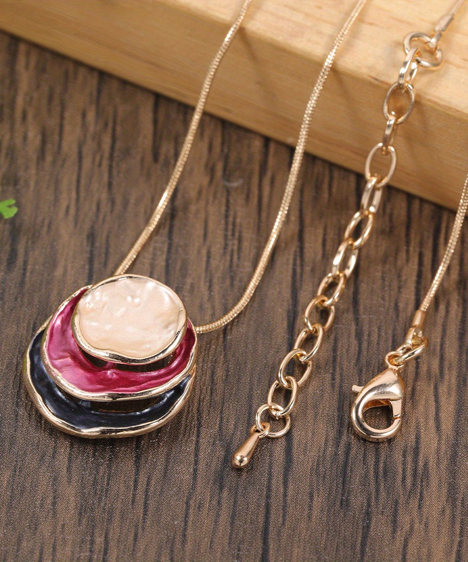 1pc Elegant Blue Enamel Pendant Necklace for Men - Zinc Alloy with Golden Accents, Twisted Rope Chain Design, Sophisticated Accessory for Formal or Casual Attire