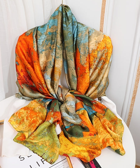 35.4"×70.9" Elegant Landscape Print Scarf Shawl - Windproof, Trendy, and Versatile Outdoor Wrap for Women - Stylish Hijab, Perfect for Any Occasion