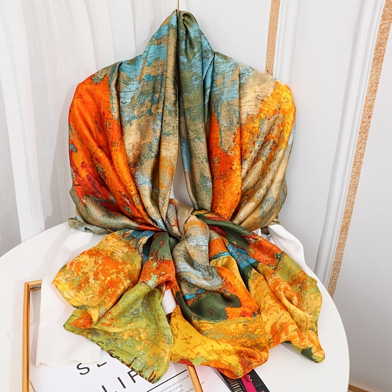 35.4"×70.9" Elegant Landscape Print Scarf Shawl - Windproof, Trendy, and Versatile Outdoor Wrap for Women - Stylish Hijab, Perfect for Any Occasion