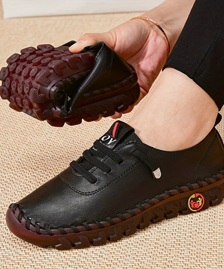 Women's / Round-Toe Flat Shoes with Spoils Accent - Casual Comfortable All-Season Sneakers, PVC Sole & Soft, Breathable for Square Dance, Casual Attire -  Upper (North America/Europe Style)