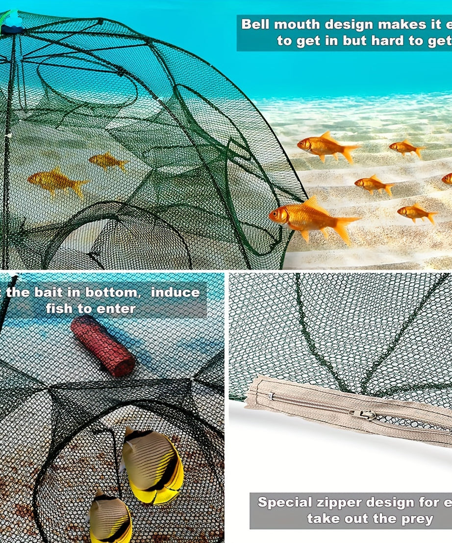 1pc Foldable Hexagonal Umbrella Fishing Net: Catch Minnow, Crayfish, and Crabs Effortlessly!