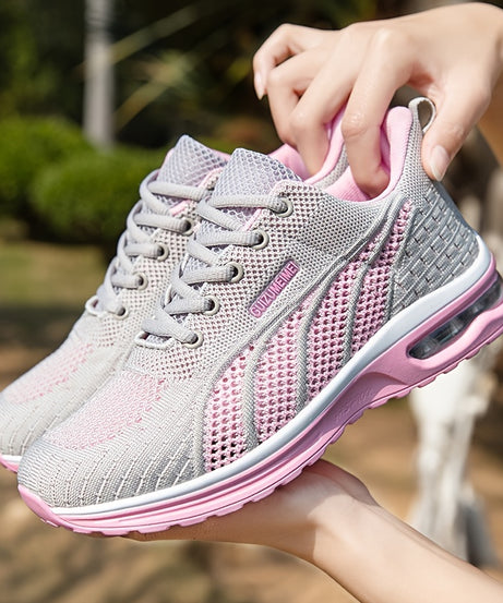 Lightweight Breathable Air Cushion knitted Running Shoes, Women's Footwear