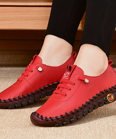 Women's / Round-Toe Flat Shoes with Spoils Accent - Casual Comfortable All-Season Sneakers, PVC Sole & Soft, Breathable for Square Dance, Casual Attire -  Upper (North America/Europe Style)