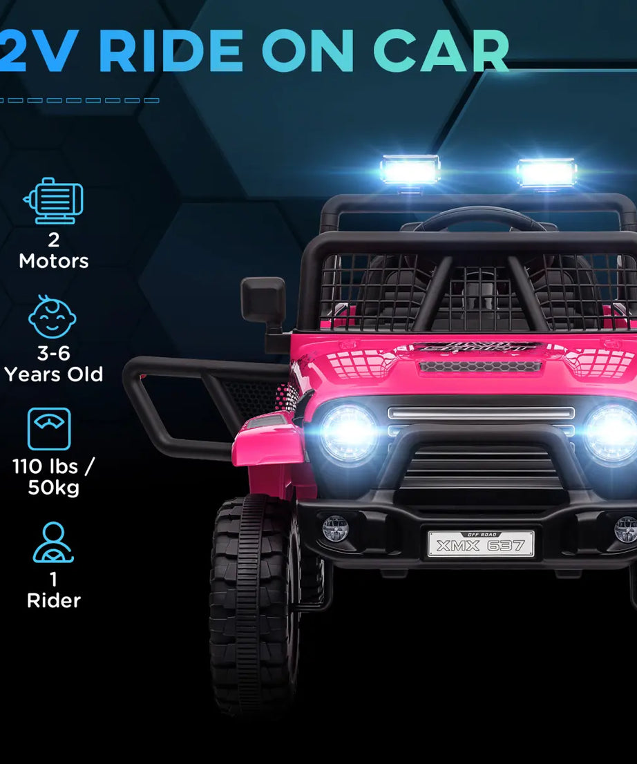 AIYAPLAY Kids Ride On Car, 12V Electric Truck w/ Suspension - Pink