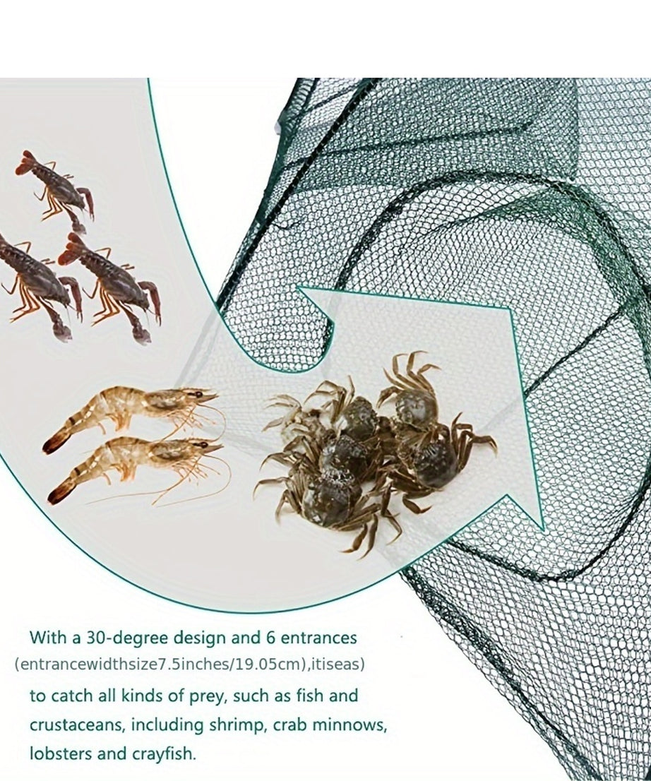 1pc Foldable Hexagonal Umbrella Fishing Net: Catch Minnow, Crayfish, and Crabs Effortlessly!