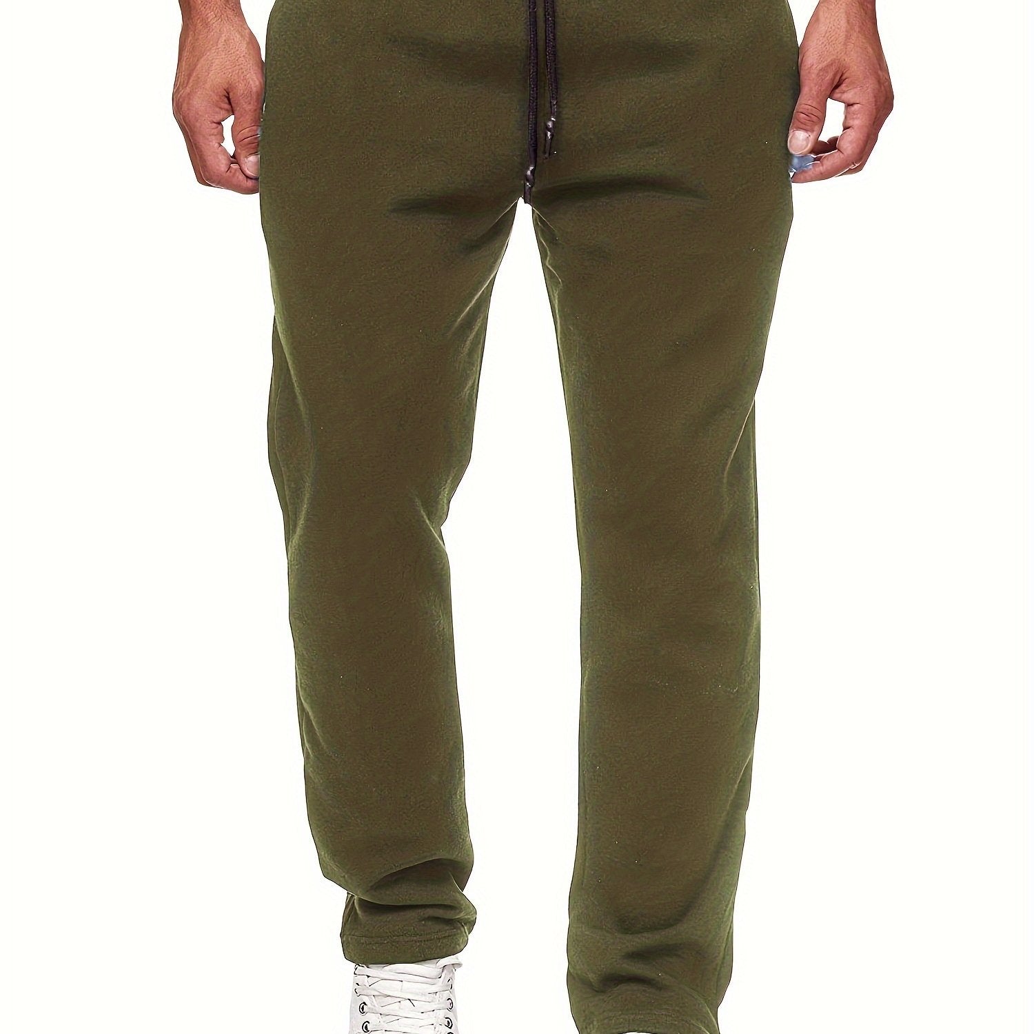 Men'S Fashion Casual Solid Color Fleece-Lined Joggers