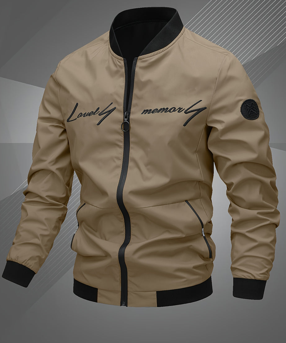 Men'S Letter Embroidered Casual Bomber Jacket, Mens Winter Jackets And Coats, Fridays Items, Mens Gifts Ideas, Gifts for Men, Thermal Wear for Men, Christmas Gifts, Suitable for Everyday Life, Home, Outdoor, Work, And Leisure