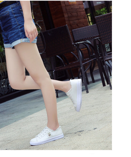 [Casual Canvas Shoes] White Women's Casual Round Toe Solid Color Canvas Shoes | Flat Bottom, PVC Sole, Fabric Upper And Insole, Hand Wash, No Dry Clean, Spring, Autumn, All Season 2022