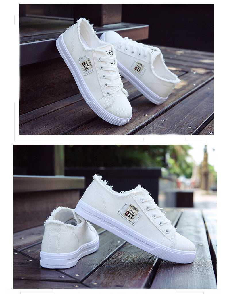 [Casual Canvas Shoes] White Women's Casual Round Toe Solid Color Canvas Shoes | Flat Bottom, PVC Sole, Fabric Upper And Insole, Hand Wash, No Dry Clean, Spring, Autumn, All Season 2022