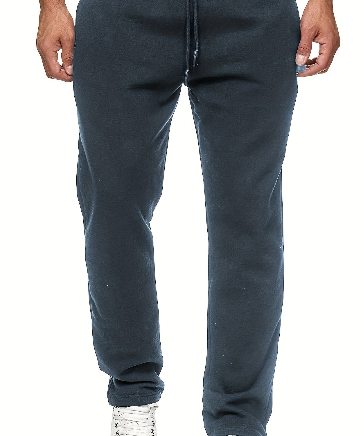 Men'S Fashion Casual Solid Color Fleece-Lined Joggers