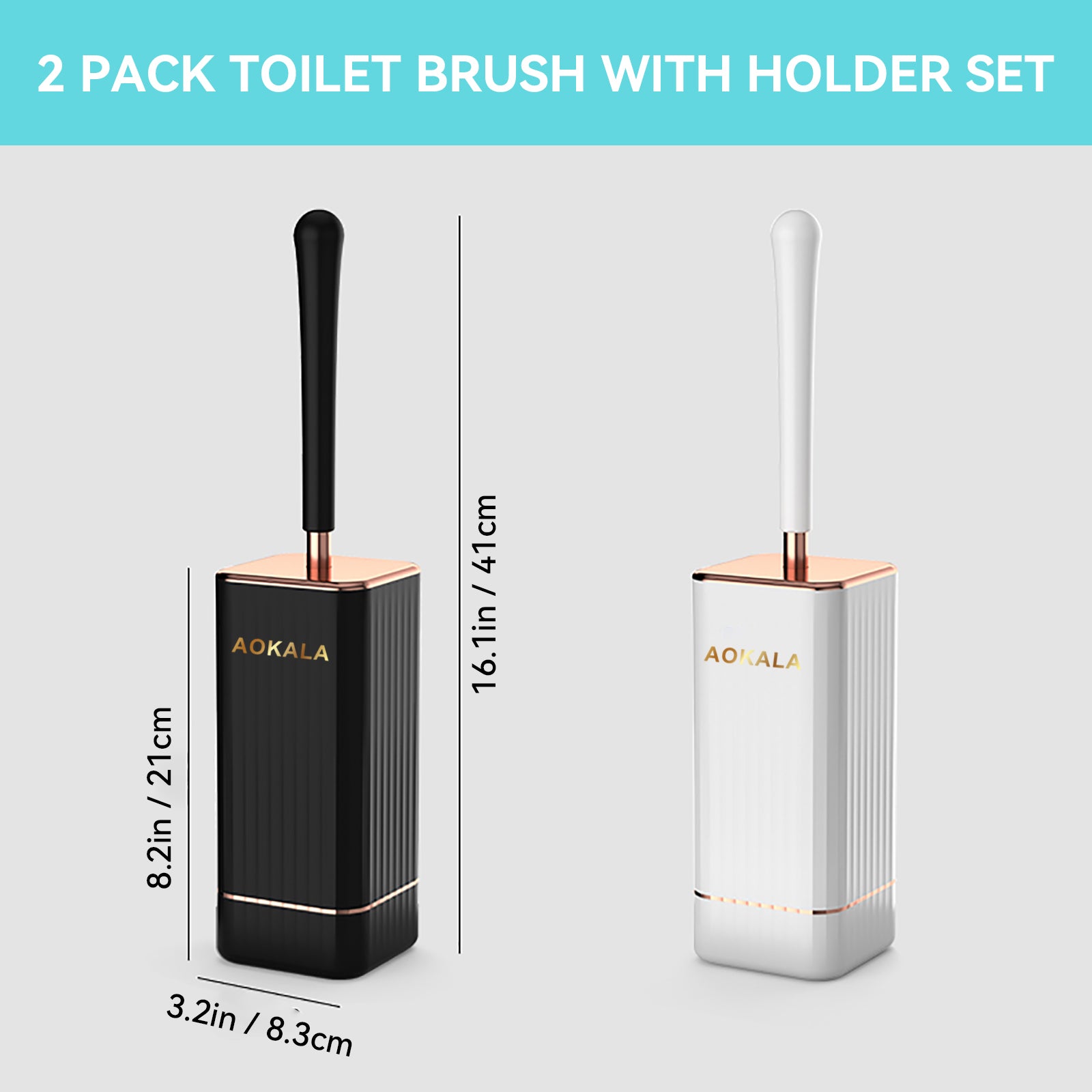 [Christmas Gifts] Aokala Toilet Brush And Holder, Elegant Toilet Bowl Brush Set with Ergonomic Long Handle