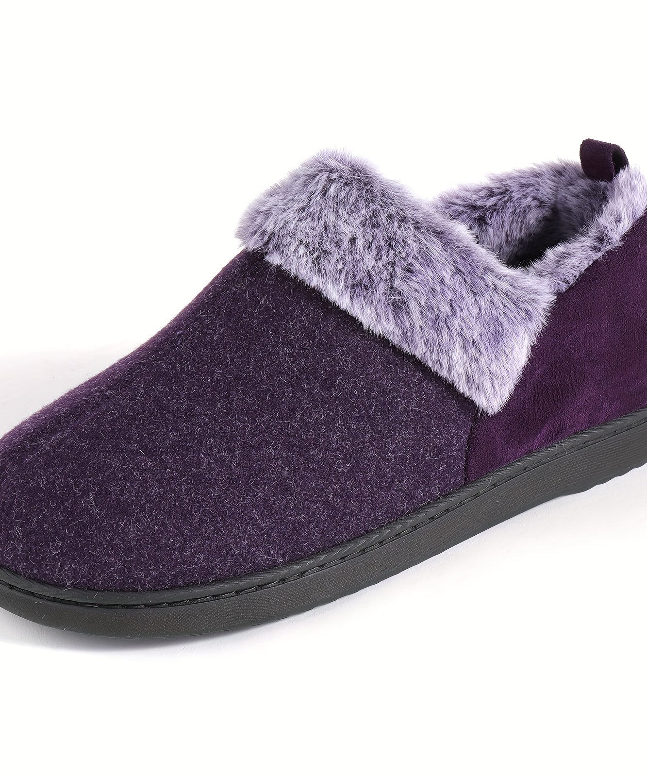 Women's Cozy Plush Household Shoes, Fuzzy Fleece Liner Package Heel Memory Foam Slip-on Shoes, Women's Footwear