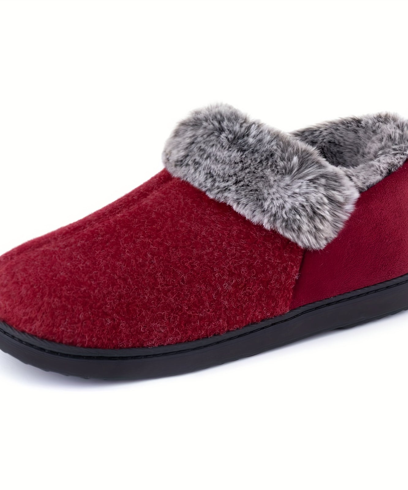 Women's Cozy Plush Household Shoes, Fuzzy Fleece Liner Package Heel Memory Foam Slip-on Shoes, Women's Footwear