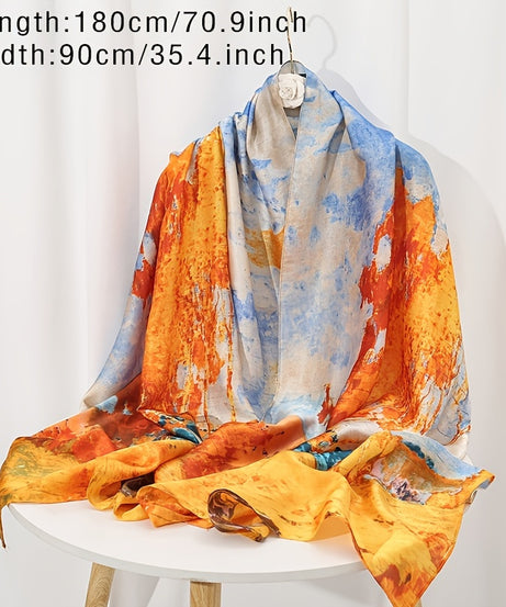 35.4"×70.9" Elegant Landscape Print Scarf Shawl - Windproof, Trendy, and Versatile Outdoor Wrap for Women - Stylish Hijab, Perfect for Any Occasion